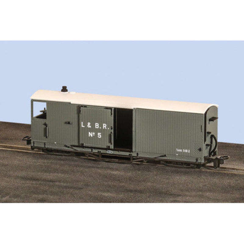 PECO GR-240AO  L&B 8 TON BOGIE BRAKE VAN OPEN VERANDA L&B LIVERY GREY NO.5  OO9 SCALE