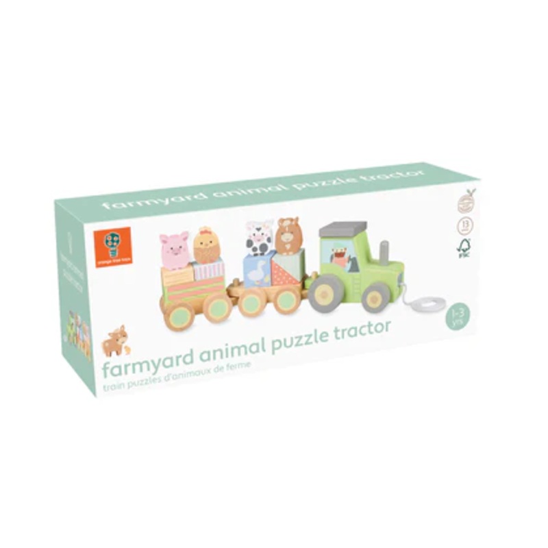 ORANGE TREE TOYS WOODEN FARMYARD ANIMAL PUZZLE TRACTOR