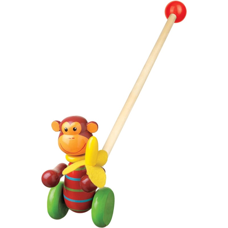 ORANGE TREE TOYS WOODEN PUSH ALONG MONKEY