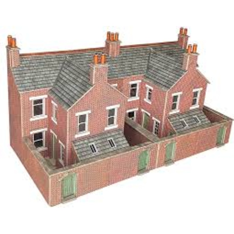 METCALFE PO304 00/H0 SCALE LOW RELIEF RED BRICK TERRACED HOUSE BACKS