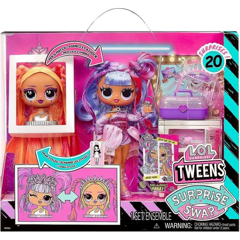 MGA 591757 TWEENS SUPRISE SWAP BUNS TO BRAIDS BAILEY DOLL