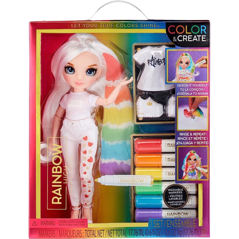 MGA 594123EUC RAINBOW HIGH COLOUR & CREATE FASHION DIY DOLL BLUE EYES