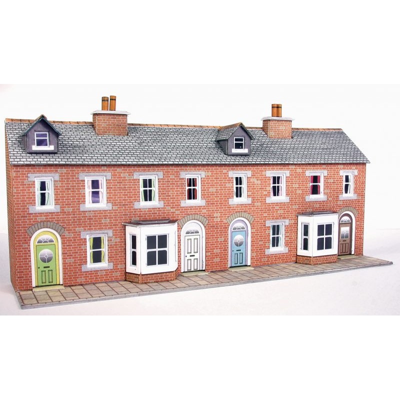 METCALFE PN174 N SCALE LOW RELIEF RED BRICK TERRACED HOUSE FRONTS