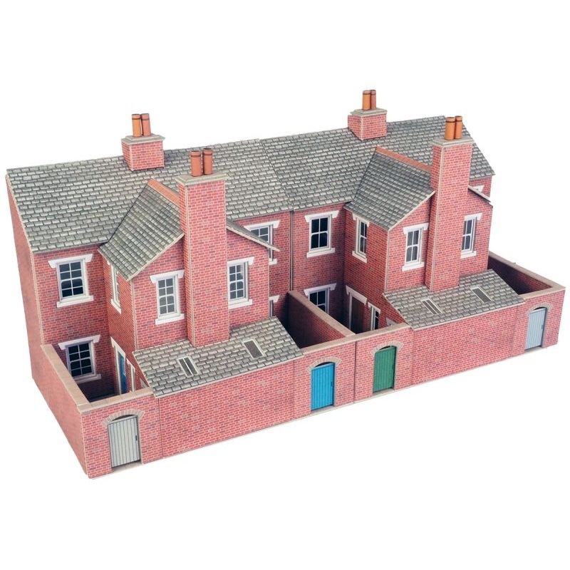 METCALFE PO276 00/H0 SCALE LOW RELIEF RED BRICK TERRACED HOUSE BACKS