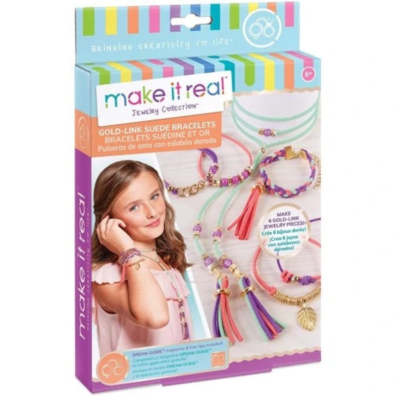 MAKE IT REAL 1207 GOLD LINK SUEDE BRACELETS