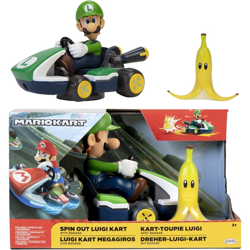 MARIOKART 40875 SPIN OUT LUIGI KART WITH BANANA