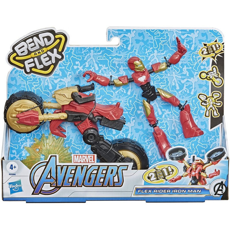 MARVEL F0244 AVENGERS BEND AND FLEX RIDER IRON MAN