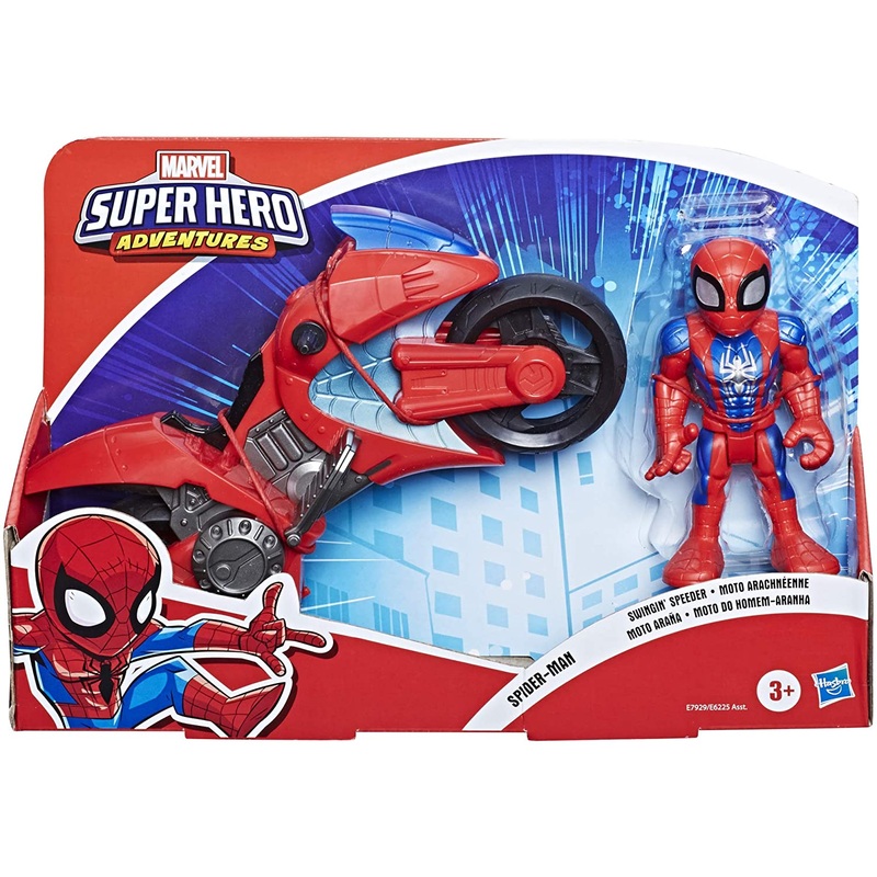 MARVEL F7929 SUPERHERO ADVENTURES SPIDERMAN SWINGIN SPEEDER MOTORBIKE