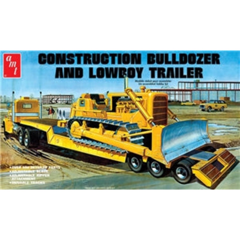 AMT 11218/06  Construction Bulldozer & Lowboy Trailer  Model Kit 1/25 SCALE