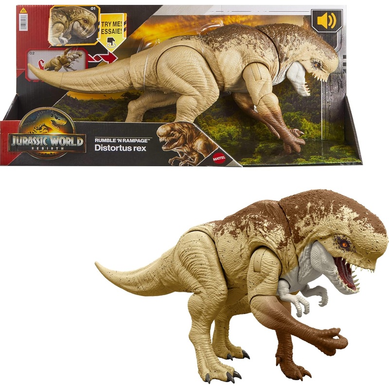 JURASSIC WORLD REBIRTH JGB58 RUMBLE N RAMPAGE DISTORTUS REX