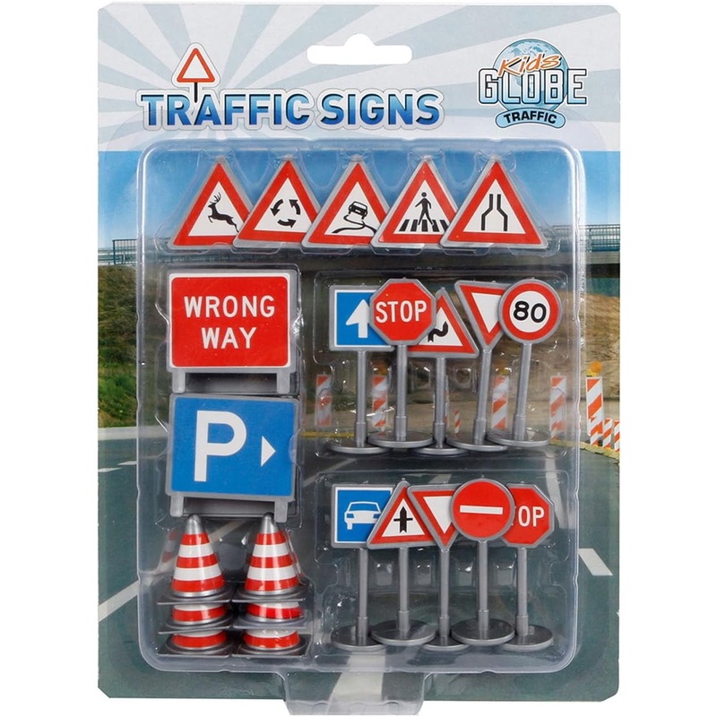 KIDS GLOBE 0280 TRAFFIC SIGNS 25 PACK