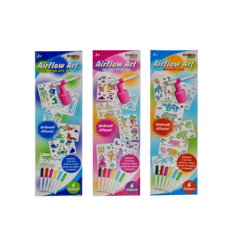KREATIVE KIDS TY1440 AIRFLOW ART SET ASSORTED DESIGNS (WILDLIFE,MARINE,MAGICAL)
