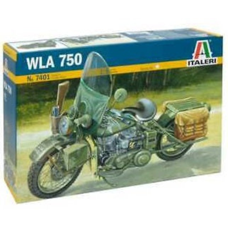 ITALERI 7401 WLA 750 AMERICAN WW2 MOTORCYCLE PLASTIC MODEL KIT 1/9TH SCALE