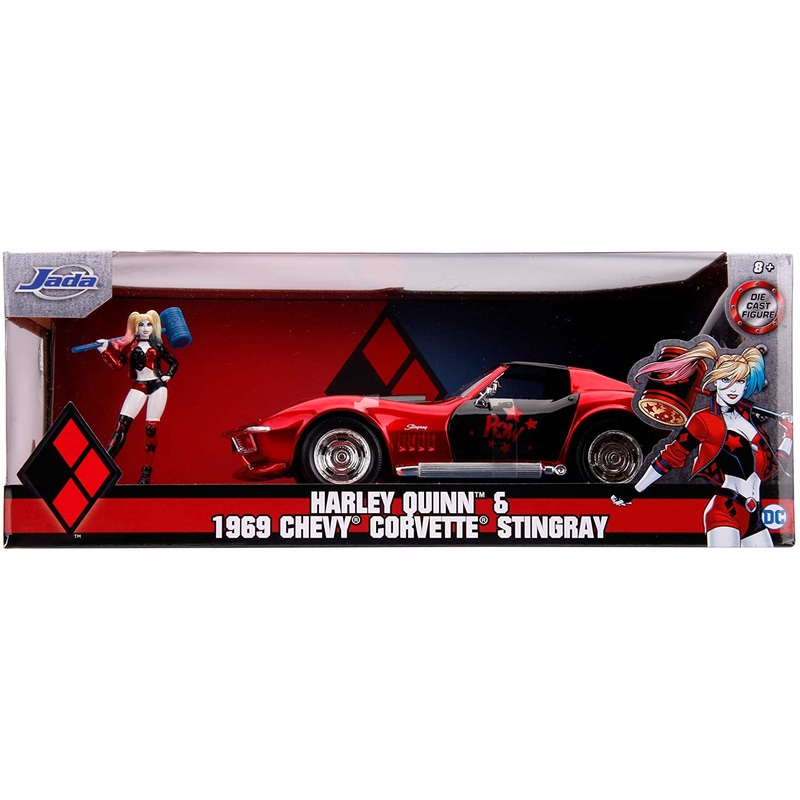 JADA HARLEY QUINN 1969 CHEVY CORVETTE  STINGRAY 1:24 SCALE