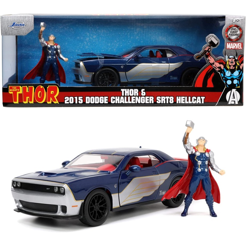 JADA MARVEL THE MIGHTY THOR 5032 THOR & 2015 DODGE CHALLENGER SRT HELLCAT 1:24 SCALE