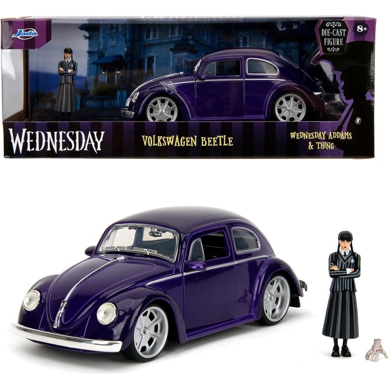 JADA WEDNESDAY VOLKSWAGON BEETLE WITH WEDNESDAY ADDAMS & THING