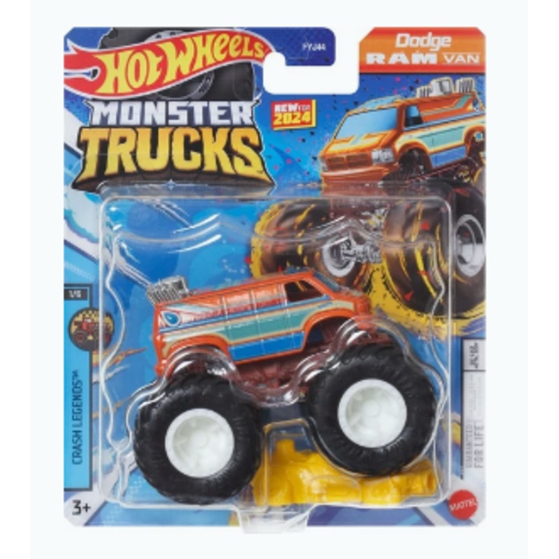 HOT WHEELS HMT24 MONSTER TRUCKS DODGE RAM VAN  1:64 SCALE
