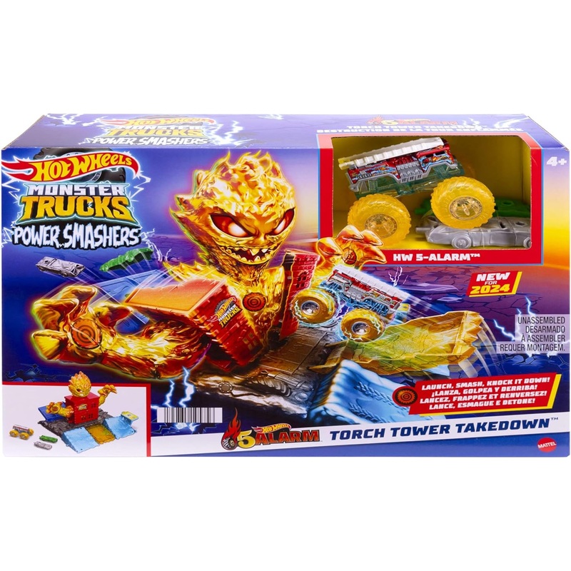 HOT WHEELS HTP39 MONSTER TRUCKS POWER SMASHERS 5 ALARM TORCH TOWER TAKEDOWN