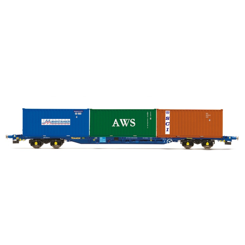 HORNBY R60131 KFA CONTAINER WAGON 3 X  20 FT CONTAINERS  TOUAX