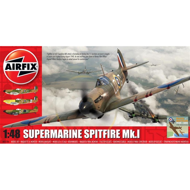 Airfix A05126B Supermarine Spitfire Mk1 WW2 Fighter Aircraft Kit  1:48 Scale