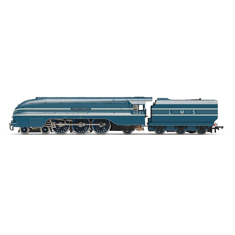 Hornby R3623 LMS Caledonian Blue, Princess Coronation Class, 4-6-2, 6221 'Queen Elizabeth' - Era 3