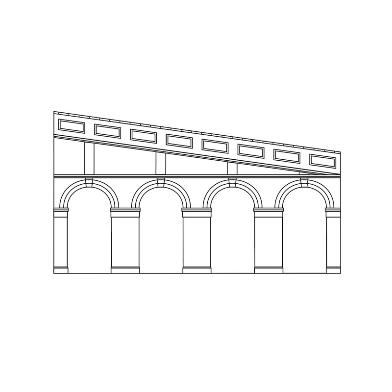 HORNBY  R7374 High Stepped Arched Retaining Walls x 2 (Red Brick)