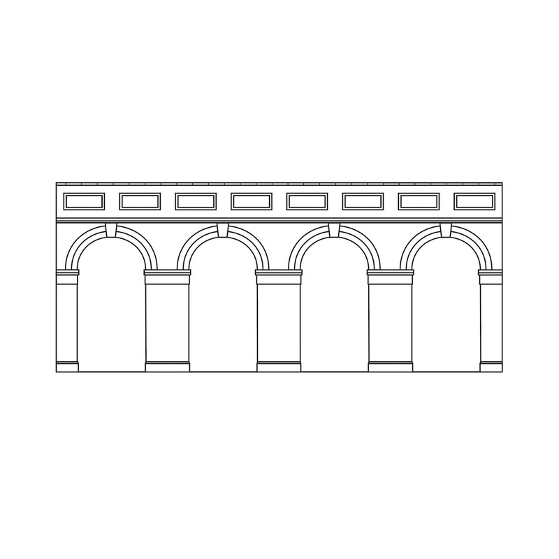 HORNBY  R7385 Mid Level Arched Retaining Walls x2 (Engineers Blue Brick)