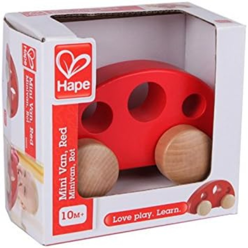 HAPE E0052 WOODEN MINI RED VAN PUSH ALONG