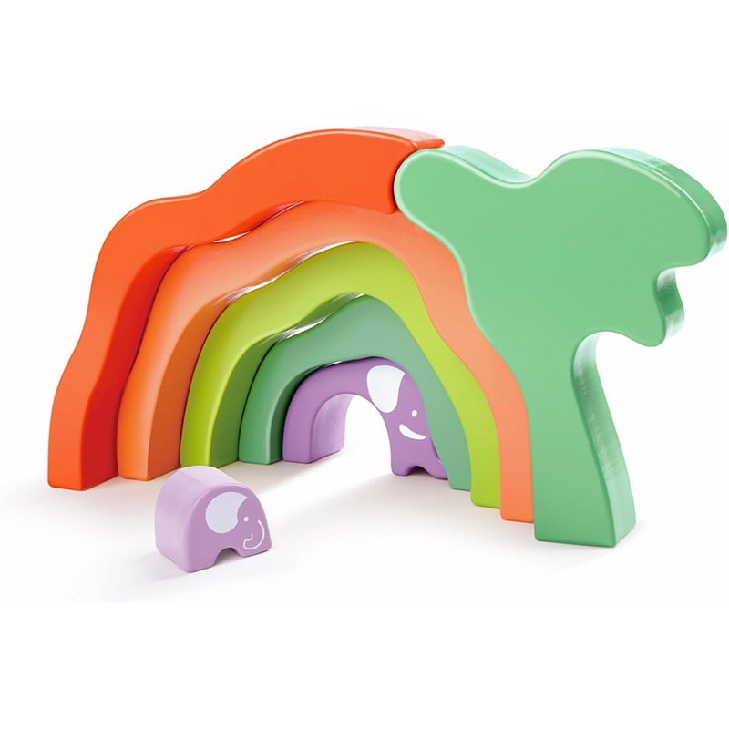 HAPE E0489 WOODEN SAFARI ELEPHANT STACKING BLOCKS