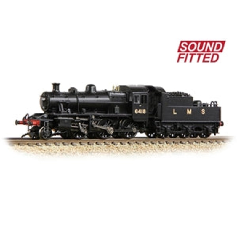 GRAHAM FARISH 372-627ASF  LMS Ivatt 2MT 6418 LMS Black  SOUND FITTED N GAUGE LOCO