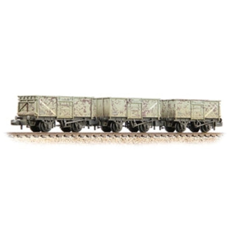 GRAHAM FARISH 377-235B BR 16T Steel Mineral with Top Flap Doors 3-Wagon Pack BR Grey [WL] [W] N GAUGE