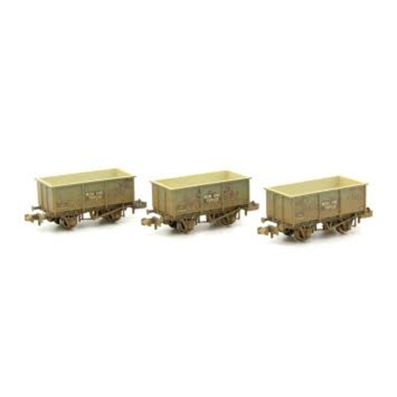 GRAHAM FARISH 377-279 SET OF STEEL TIPPLER WAGONS BR GREY IRON ORE WEATHERED  N GAUGE WAGON