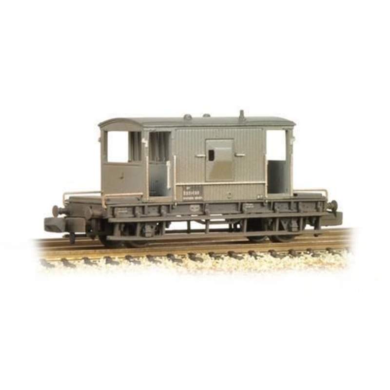 GRAHAM FARISH 377-529 20 TON BRAKE VAN BR GREY AND YELLOW WEATHERED N GAUGE WAGON