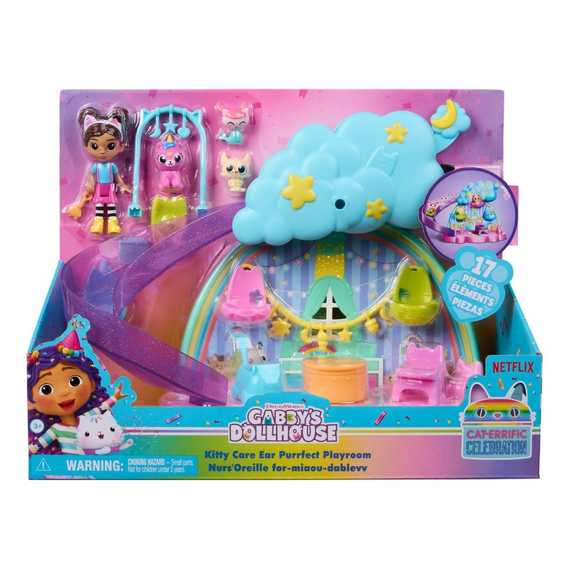 GABBYS DOLLHOUSE 6071538 KITTY CARE EAR PURRFECT PLAYROOM PLATSET
