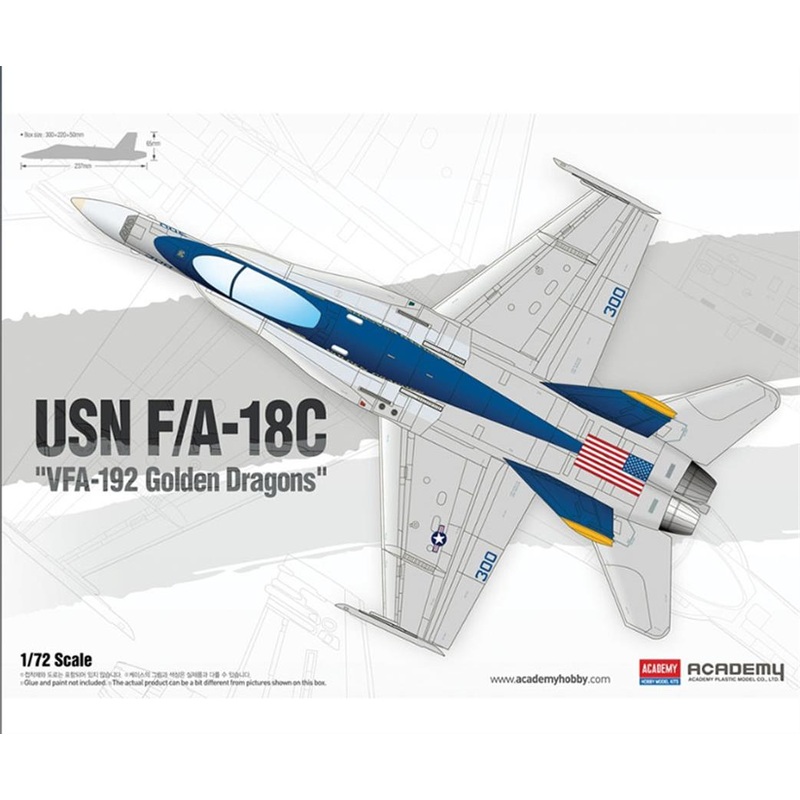 ACADEMY 12564 F/A-18C Hornet Golden Dragons Attack Fighter Plastic Kit  1/72 SCALE