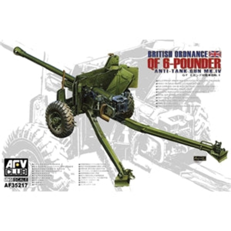 AFV CLUB AF35217 BRITISH ORDNANCE QF6 POUNDER ANTI TANK GUN MK.IV 1/35 SCALE