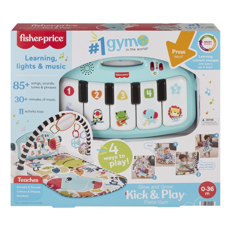 FISHER PRICE HWY58 BLUE GLOW AND GROW KICK & PLAY PIANO GYM
