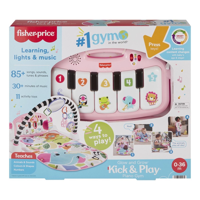 FISHER PRICE HWY61 PINK GLOW AND GROW KICK & PLAY PIANO GYM