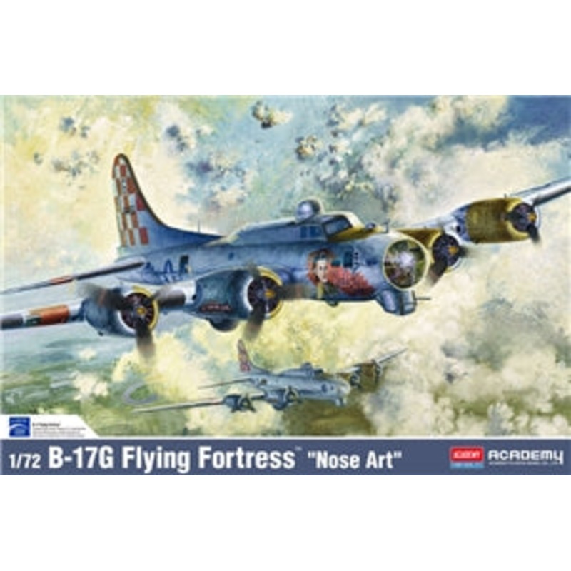 ACADEMY 12414 US Air Force B-17G Flying Fortress 'Nose Art' Heavy Bomber Aircraft   1/72 SCALE