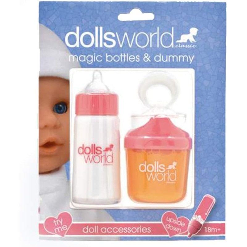 DOLLS WORLD 60100 MAGIC BOTTLES ORANGE MILK AND DUMMY SET