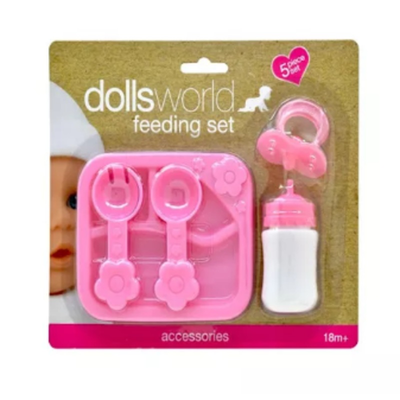 DOLLS WORLD 78616 FEEDING SET DOLLS 5 PIECE ACCESSORIES SET