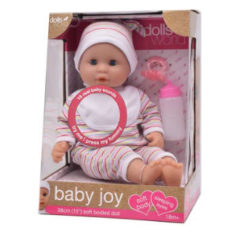 DOLLS WORLD 8446 BABY JOY IN STRIPED SLEEPSUIT