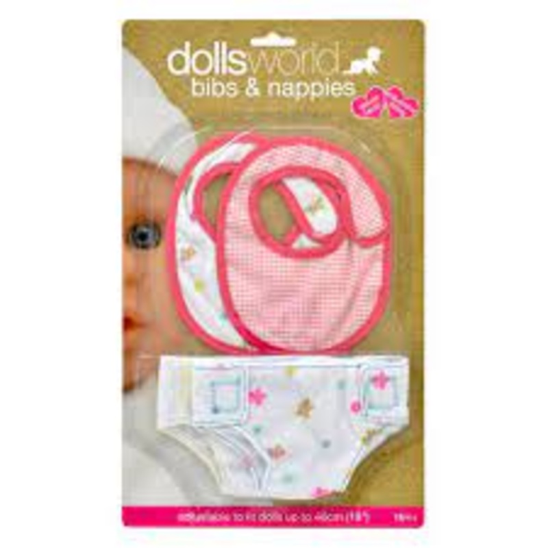 DOLLS WORLD 8860 BIBS AND NAPPIES SET