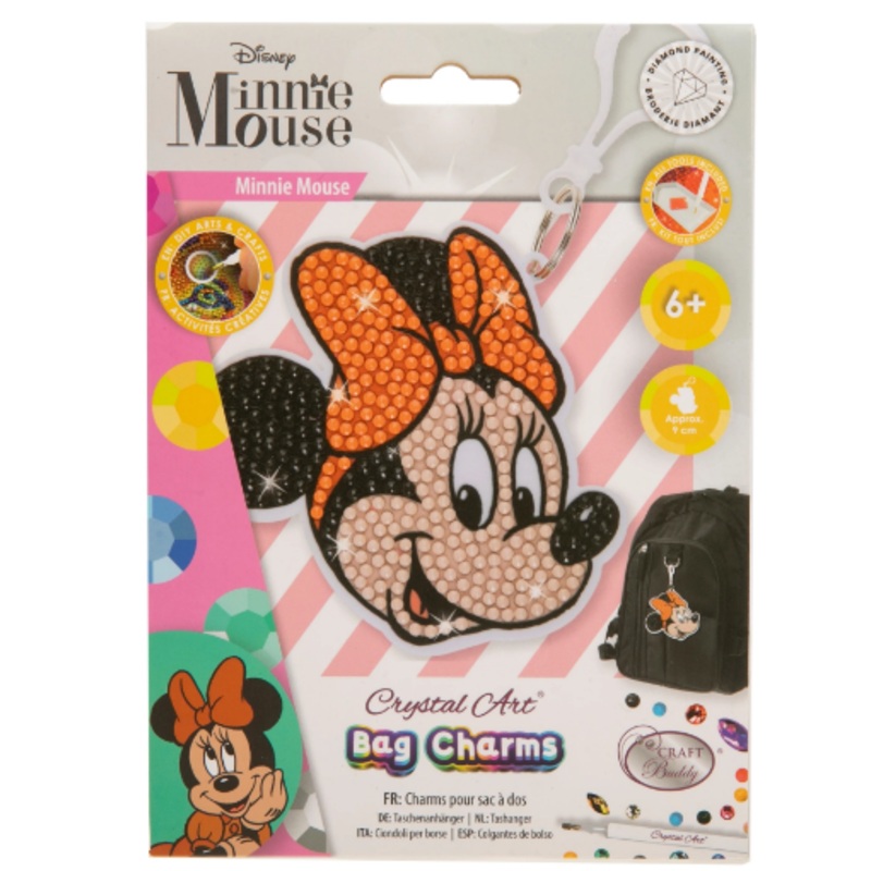 CRAFT BUDDY CABC-DNY004 MINNIE MOUSE CRYSTAL ART BAG CHARMS