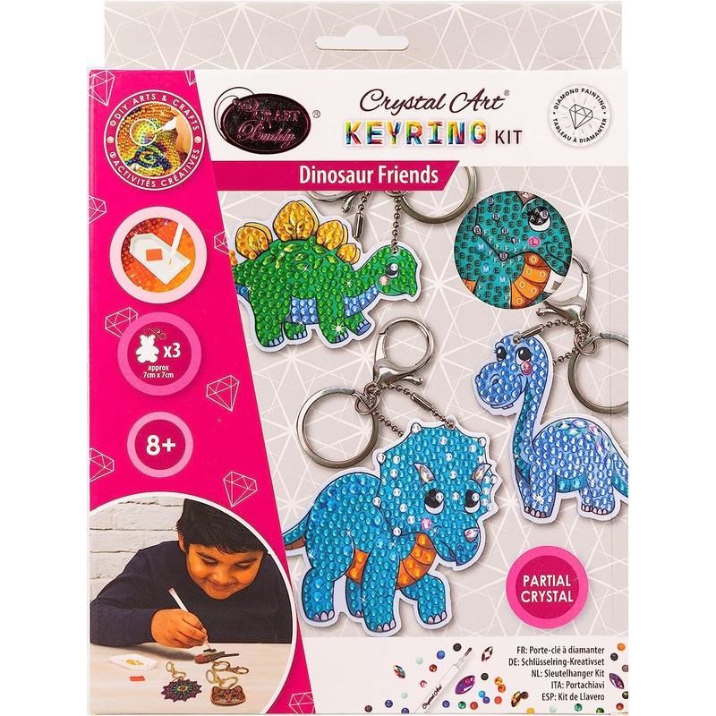 CRAFT BUDDY CAKC-A6 CRYSTAL ART DINOSAUR FRIENDS KEYRING KIT