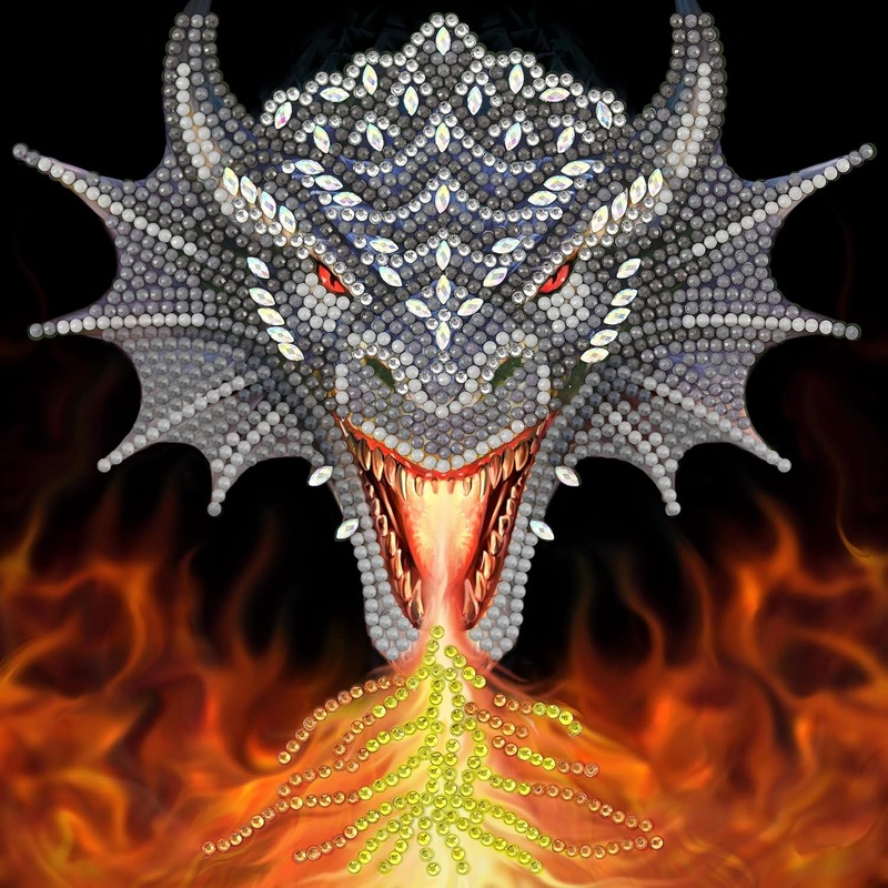 CRAFT BUDDY CCK-A72 CRYSTAL ART DRAGON FIRE HEAD CARD KIT