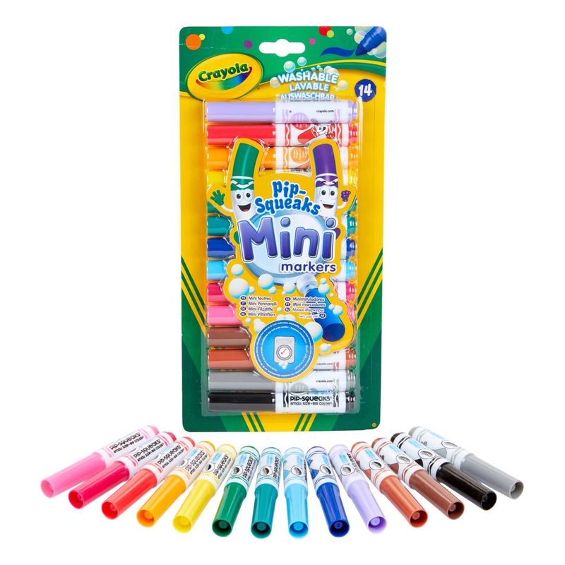 CRAYOLA 14 PIP SQUEAKS MINI MARKERS WASHABLE COLOURING PENS