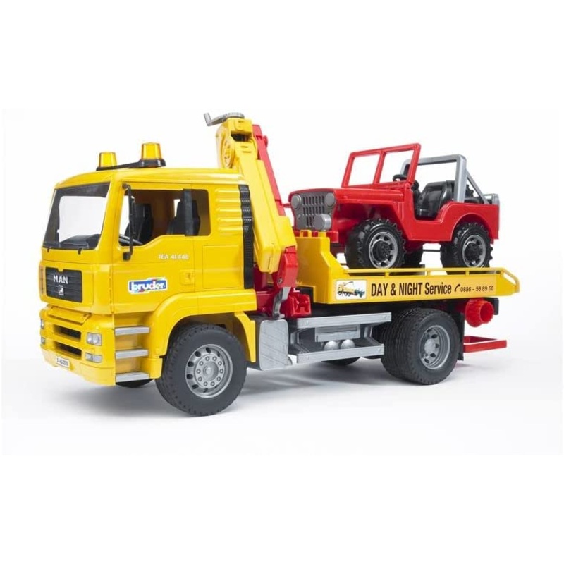 BRUDER 2750 MAN TGA BREAKDOWN TRUCK WITH CROSS COUNTRY VEHICLE
