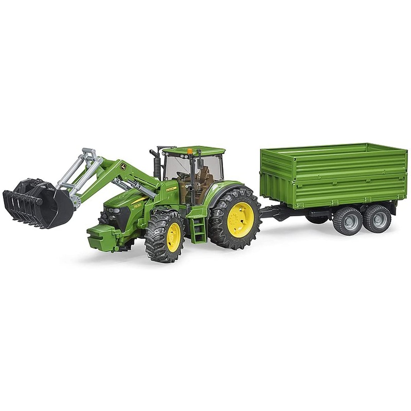BRUDER 3055 JOHN DEERE 7930 TRACTOR WITH FRONT LOADER & TIPPING TRAILER
