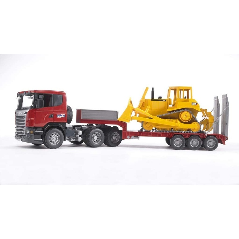 BRUDER 3555 Scania R-Series low Loader with Cat Bulldozer